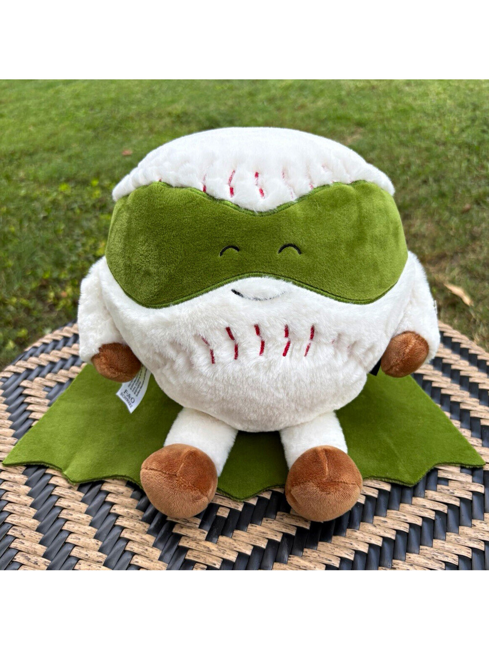 FAO Schwarz Baseball Plush Stuffed Green Cape